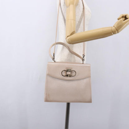 Salvatore Ferragamo Gancini handbag Leather, PINK, LEATHER, Handbag