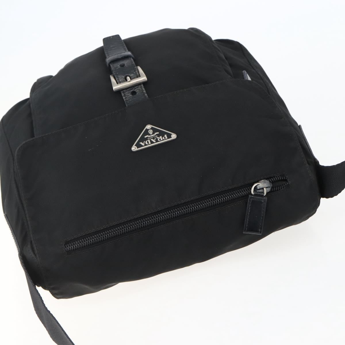 Prada Buckle Messenger Bag Tessuto, BLACK, NYLON, Crossbody bag
