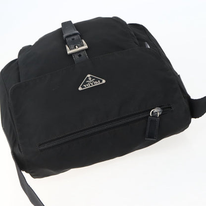 Prada Buckle Messenger Bag Tessuto, BLACK, NYLON, Crossbody bag