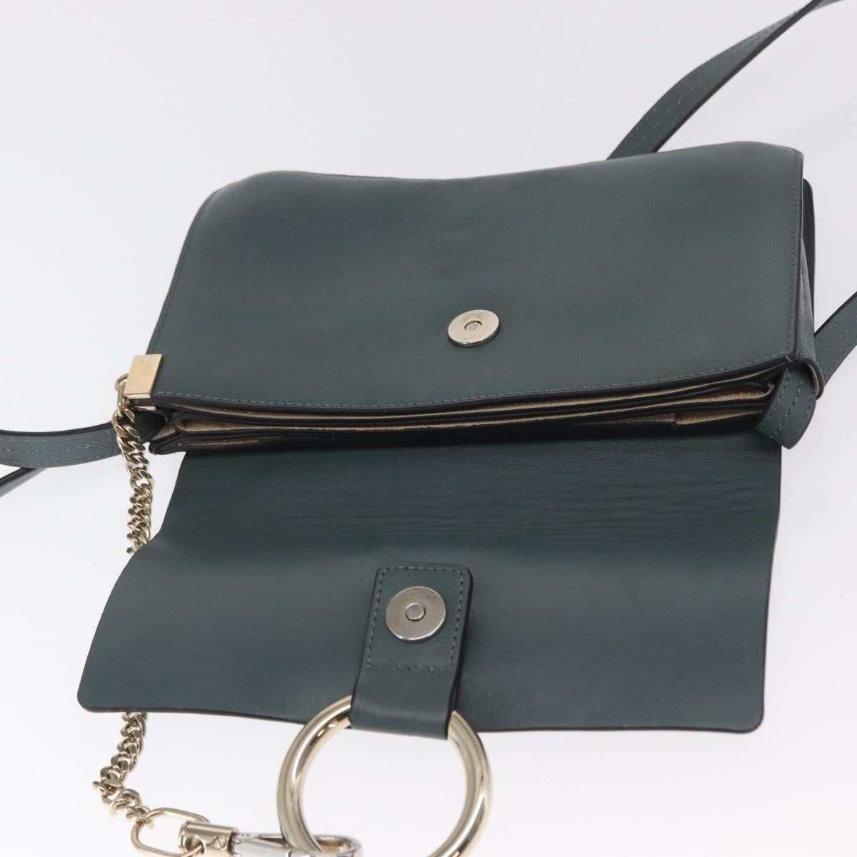 Chloe Faye Shoulder Bag Leather and Suede, GREEN, LEATHER, Shoulder bag