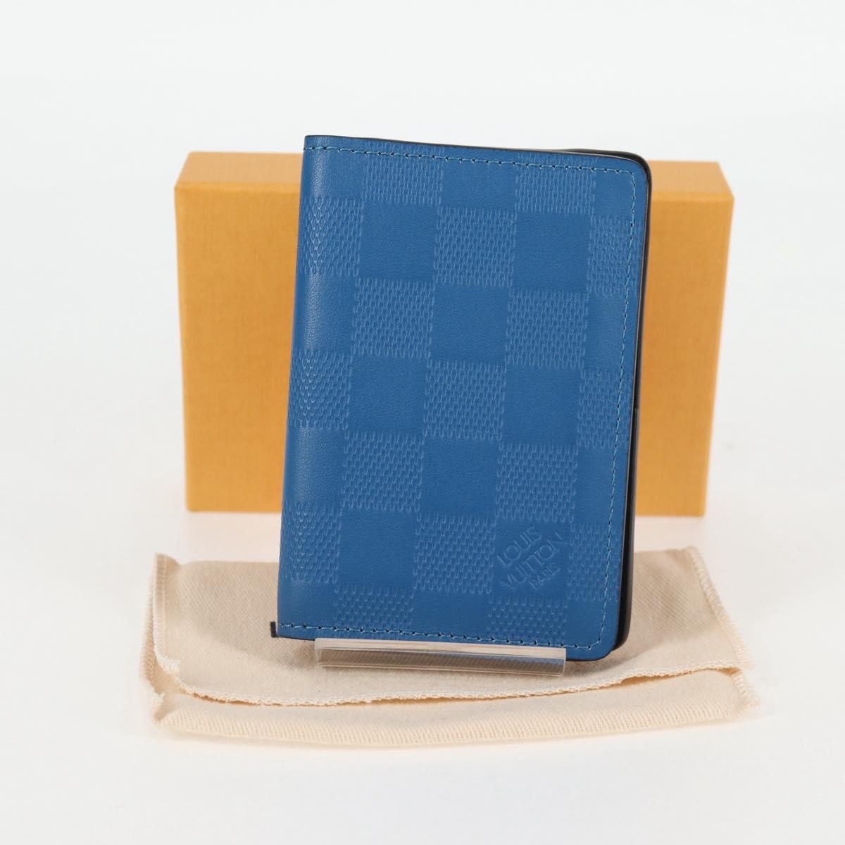 Louis Vuitton pocket organizer Leather, BLUE, LEATHER, Toiletry Case