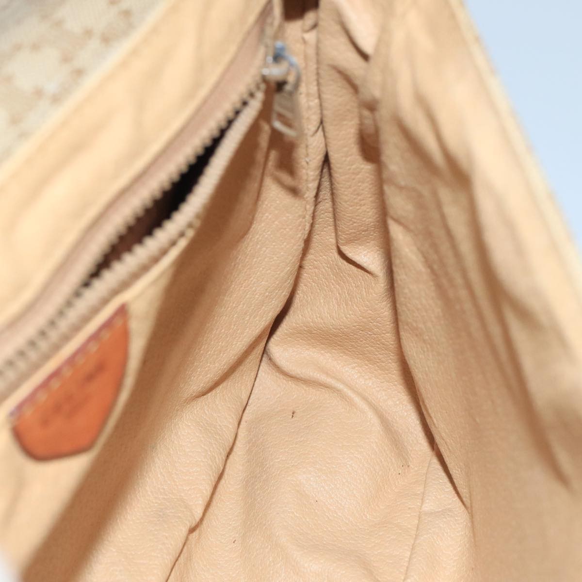 Celine Vintage Macadam Circle Logo Shoulder Bag Canvas and Leather, BEIGE, CANVAS, Shoulder bag
