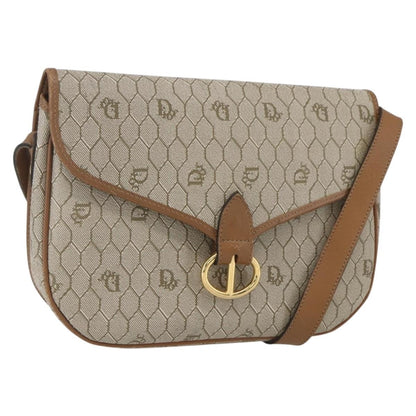 Christian Dior Vintage Honeycomb Shoulder Bag Canvas and Leather, BEIGE, CANVAS, Shoulder bag