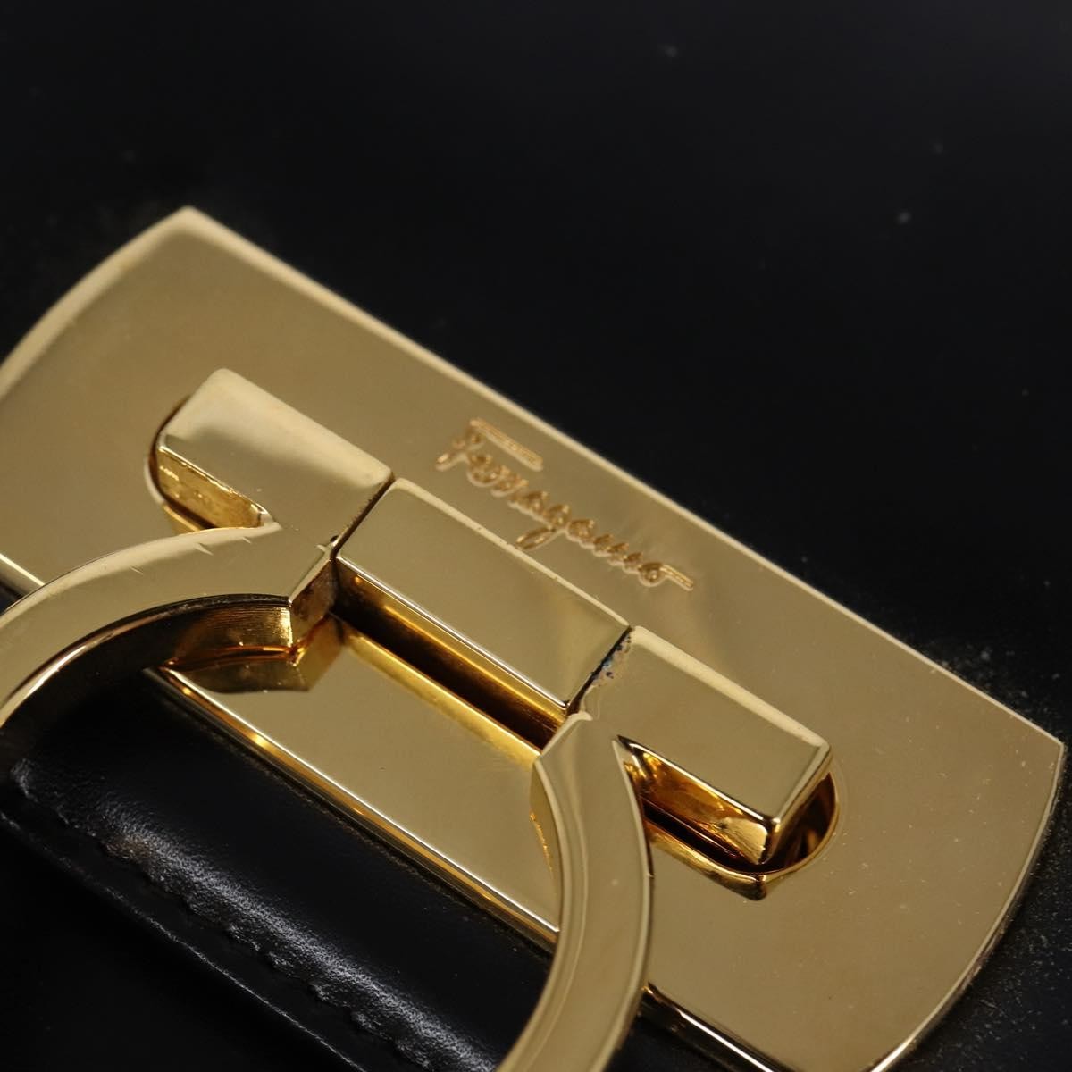 Salvatore Ferragamo Gancini Convertible Top Handle Bag Leather, BLACK, LEATHER, Handbag