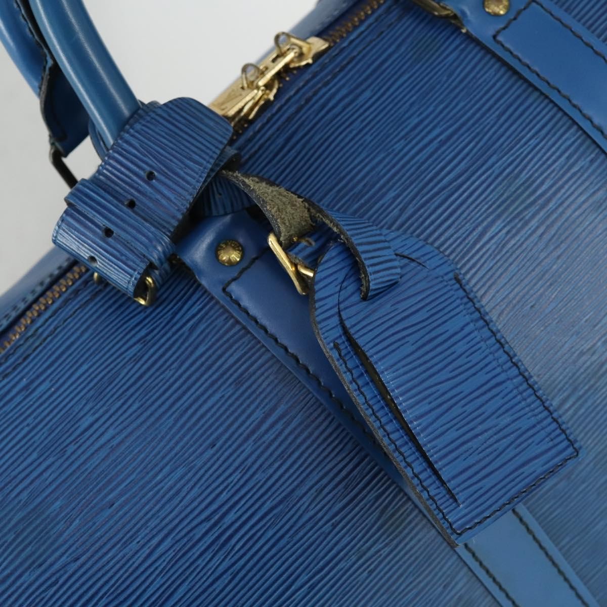 Louis Vuitton Keepall Bag Epi Leather, BLUE, LEATHER, Travel bag
