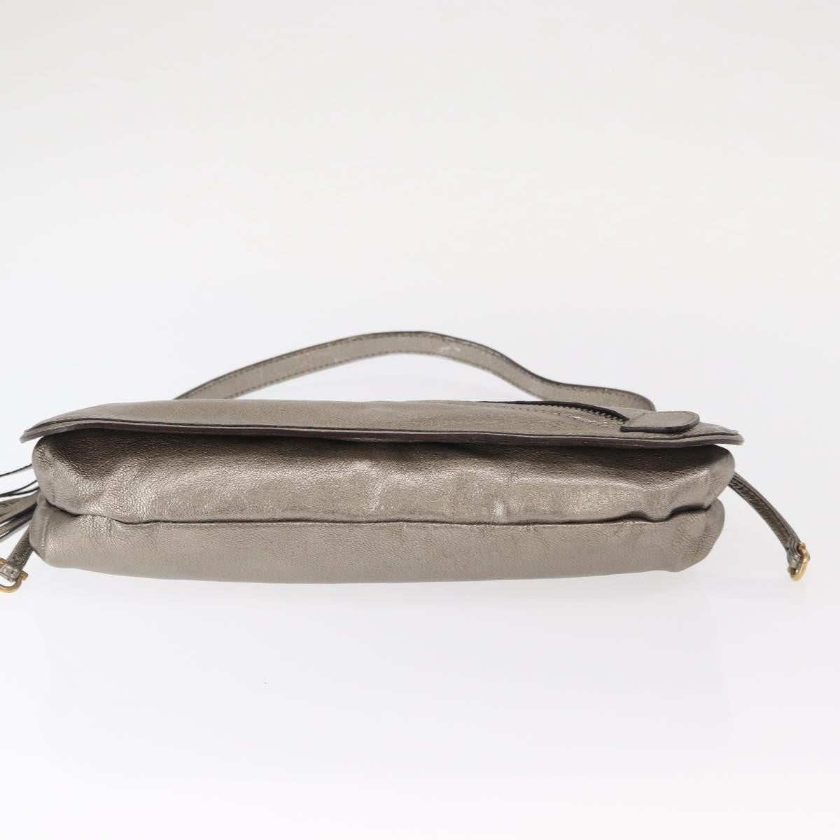 Salvatore Ferragamo Gancini Shoulder Bag Leather, SILVER, LEATHER, Shoulder bag