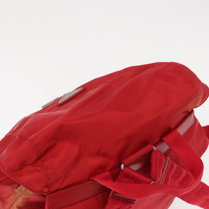 Prada Double Front Pocket Backpack Tessuto, Red, Nylon, Backpack