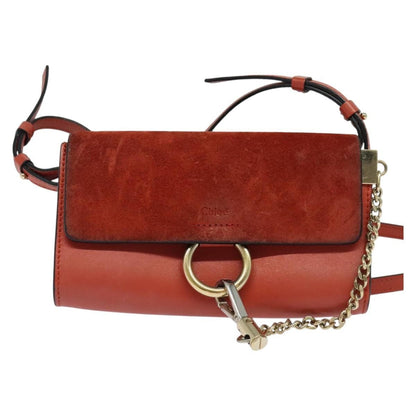 Chloe Faye Crossbody Leather and Suede, RED, SUEDE, Shoulder bag