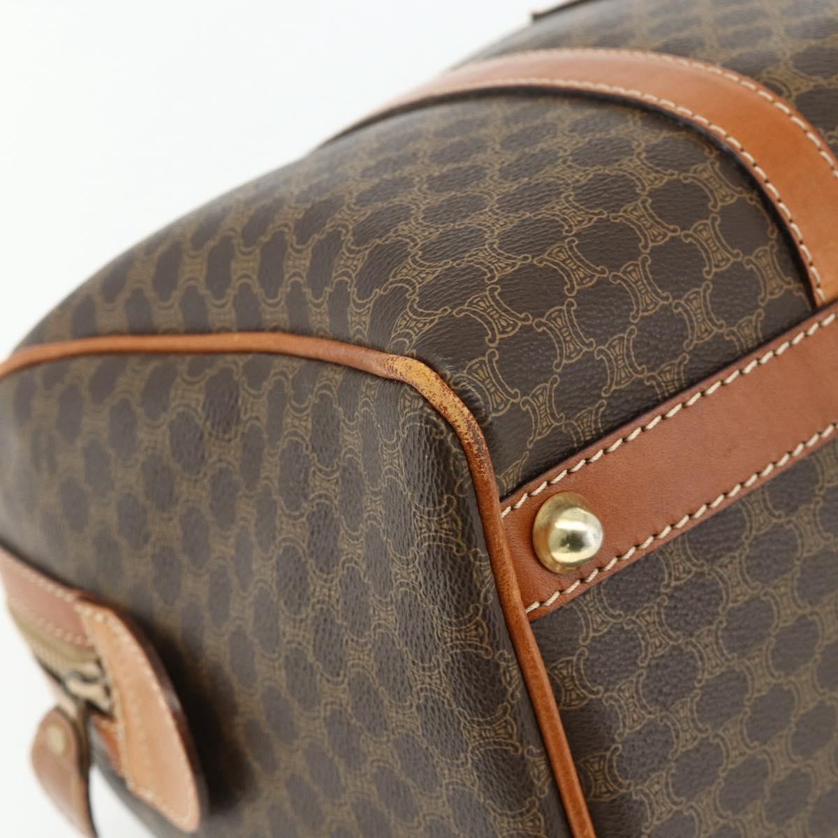 Celine Vintage Macadam Boston bag Canvas and Leather, Brown, Canvas, Travel Bag