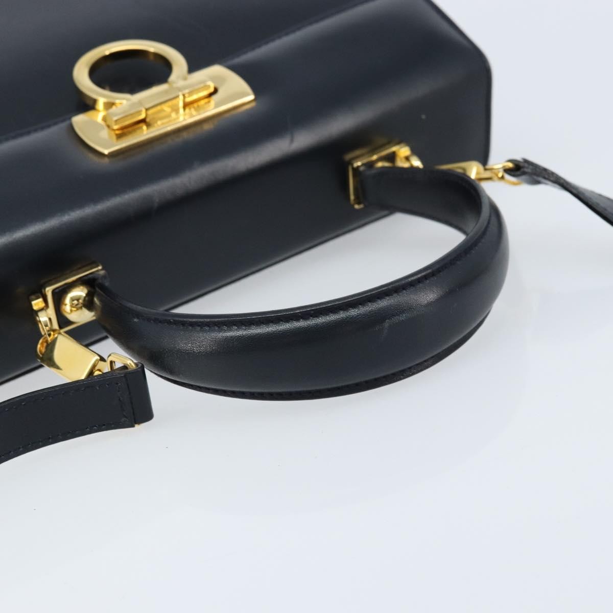 Salvatore Ferragamo Convertible Top Handle Bag Leather, NAVY, LEATHER, Handbag
