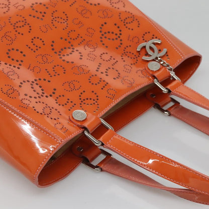 Chanel CC No.5 Shopping Tote Perforated Patent, Orange, Patent Leather, Tote Bag