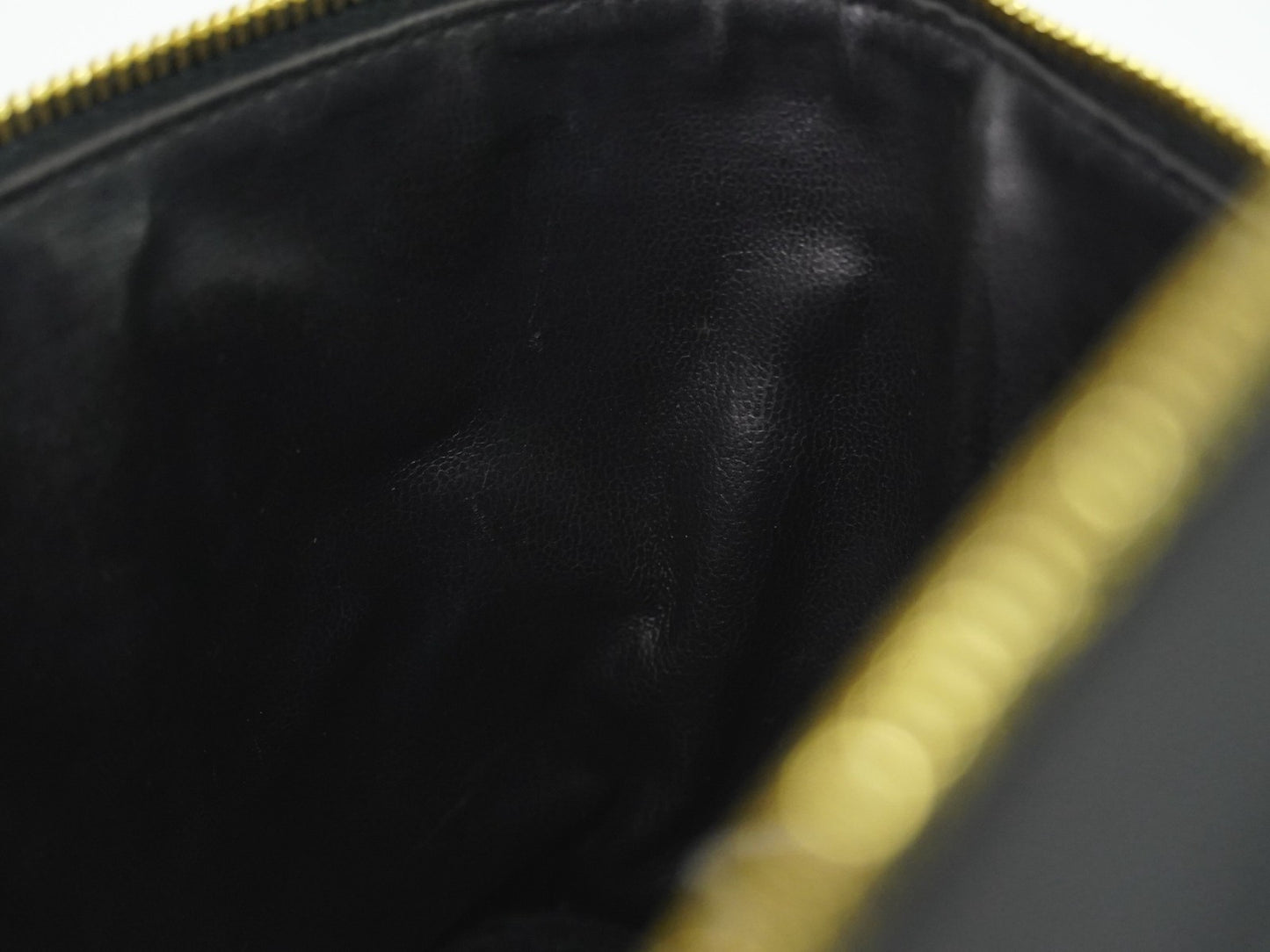 Chanel Vintage Timeless Cosmetic Case Caviar, BLACK, LEATHER, Toiletry Case