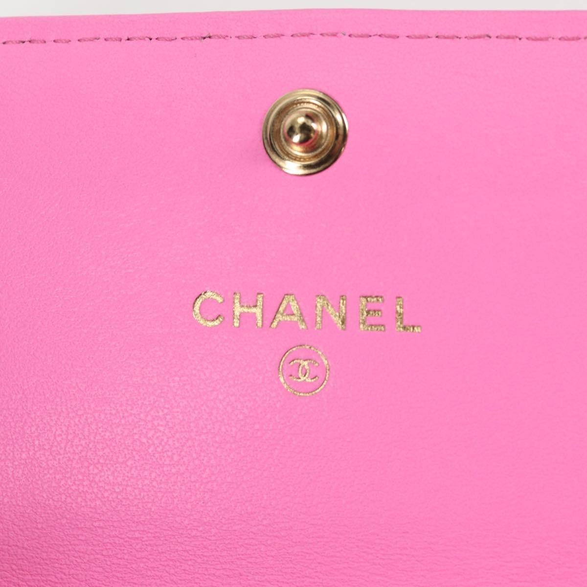 Chanel 19 Flap Coin Purse With Chain Quilted Denim, PINK, CANVAS, Wallets