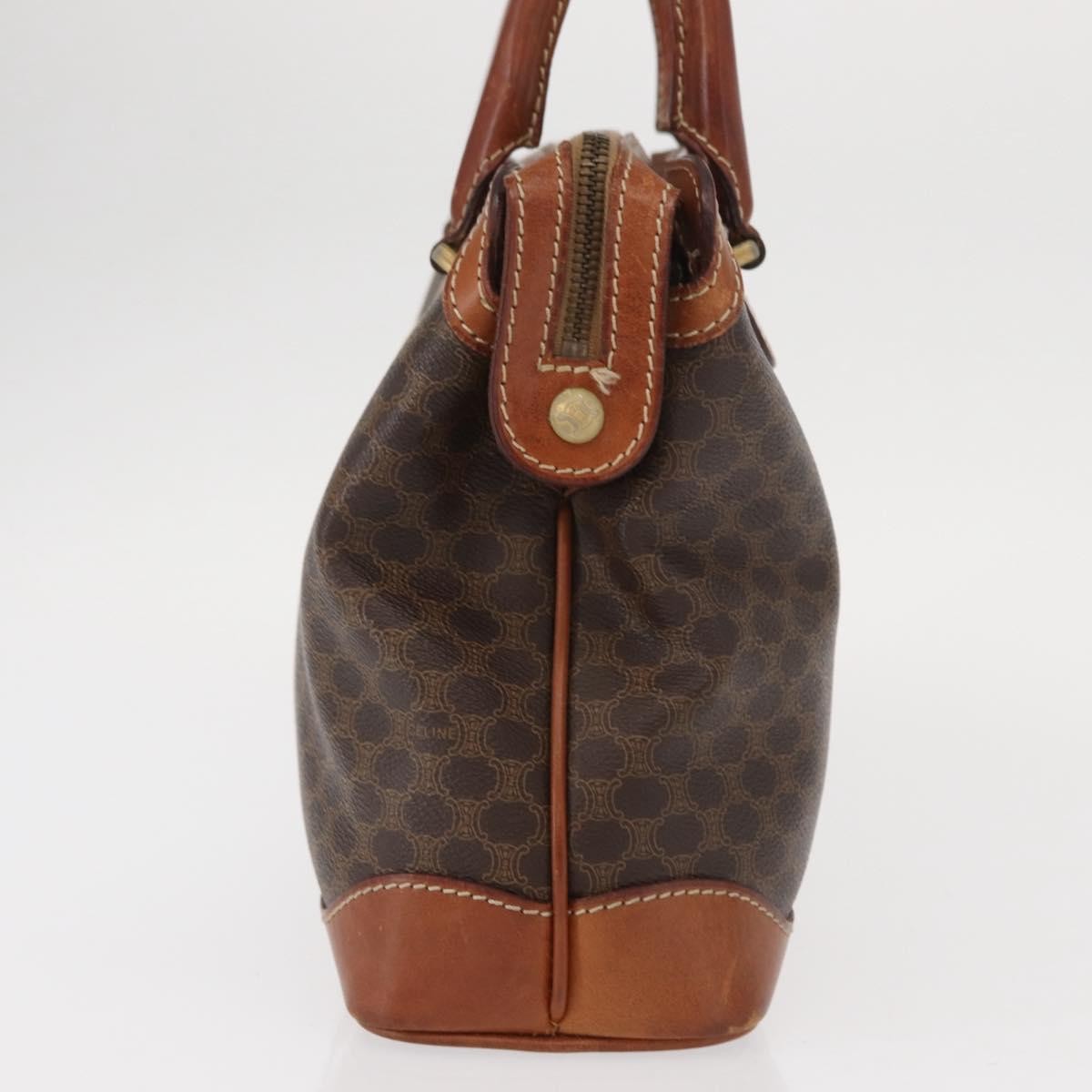 Celine Vintage Macadam Handbag Canvas and Leather, BROWN, CANVAS, Handbag