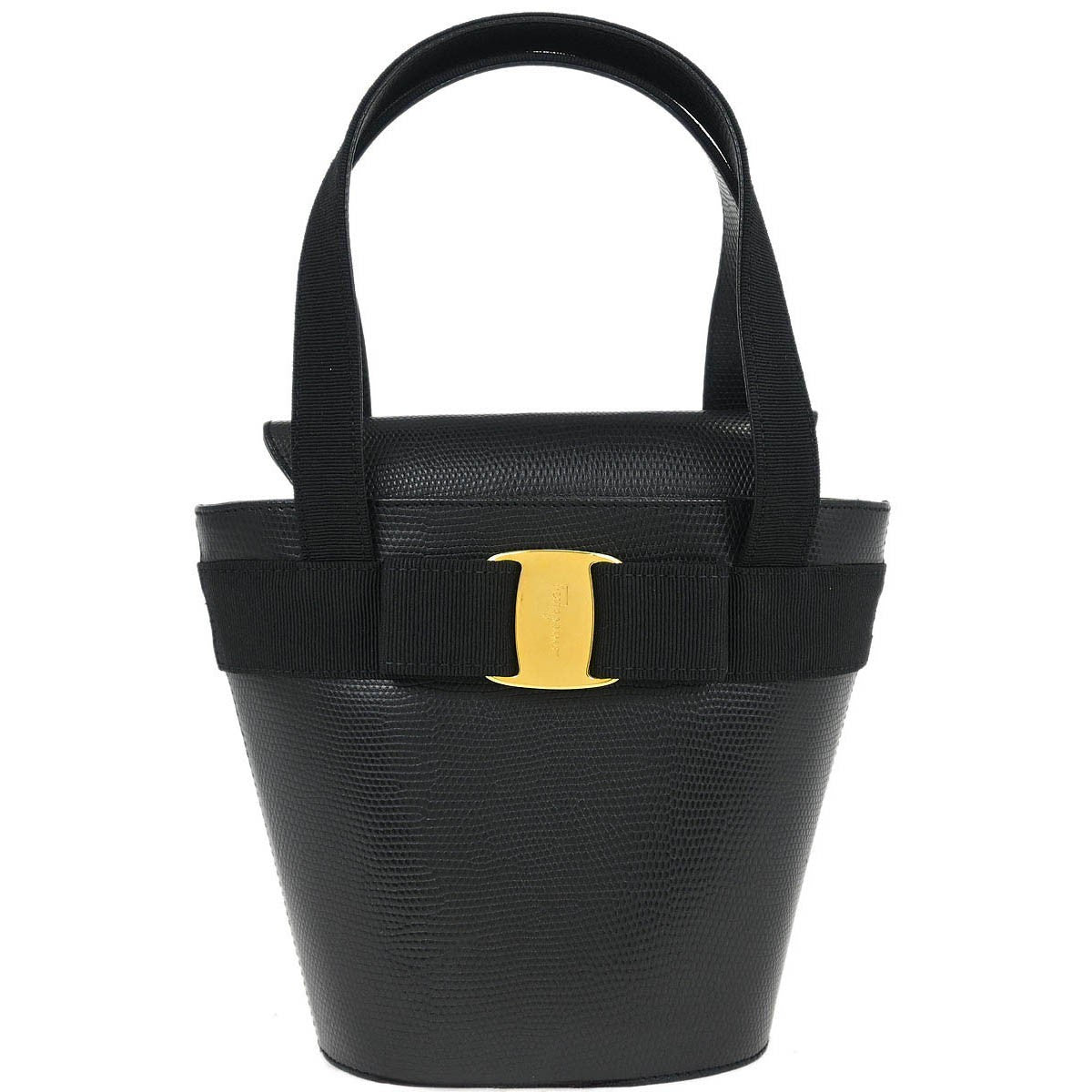 Salvatore Ferragamo Vara Bow Top Handle Bucket Bag Leather, BLACK, LEATHER, Handbag