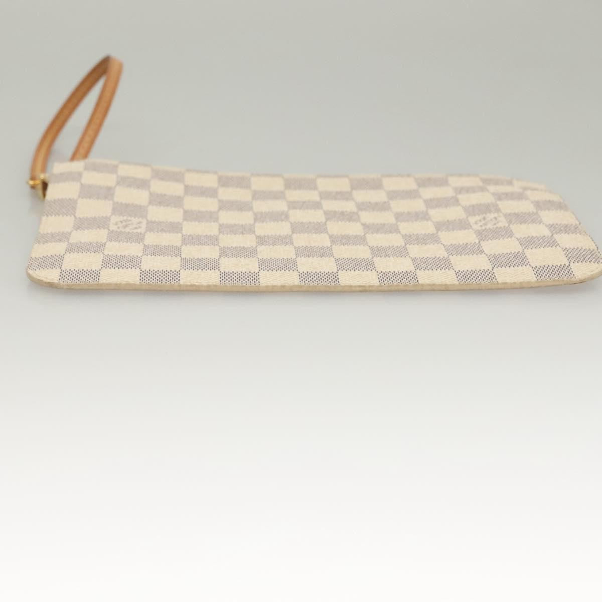 Louis Vuitton Neverfull Pochette Damier, WHITE, CANVAS, Tote bag
