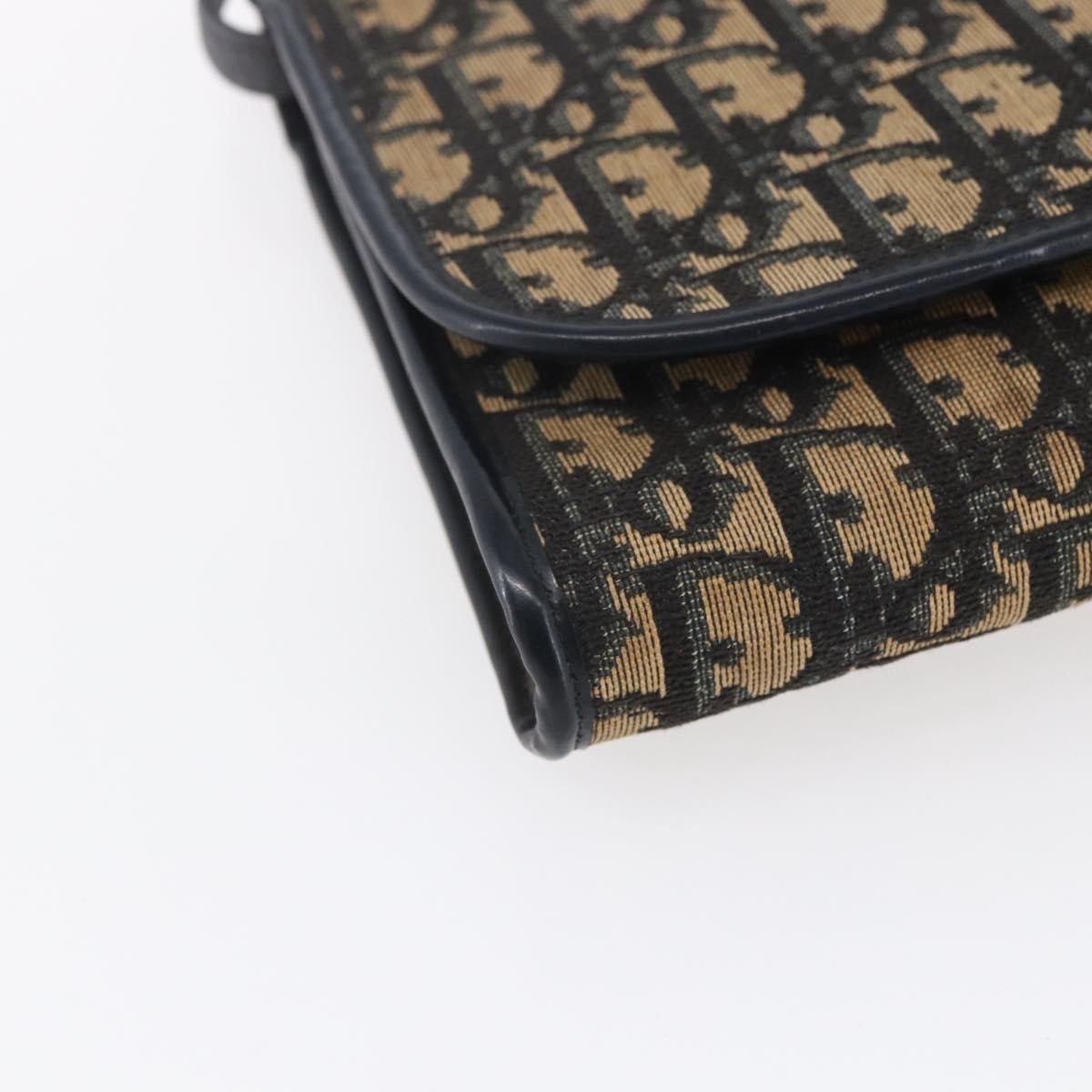 Christian Dior Vintage Trotter Flap Shoulder Bag Diorissimo Canvas, NAVY, CANVAS, Shoulder bag