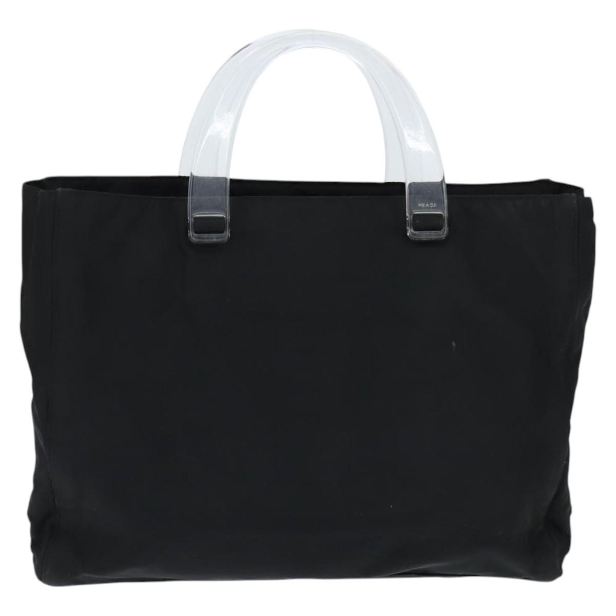 Prada Resin Handle Tote Tessuto, Black, Nylon, Tote Bag
