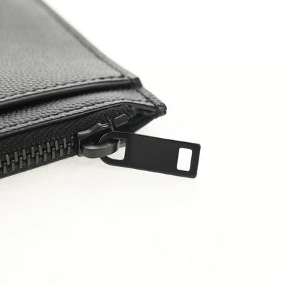 Saint Laurent Classic Monogram Zip Bill Pouch Leather, BLACK, LEATHER, Clutche & pouche