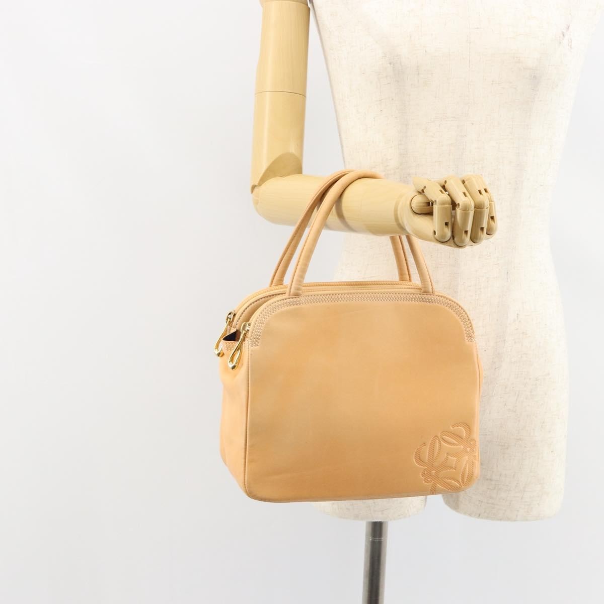 Loewe Anagram handbag Leather, BEIGE, LEATHER, Handbag