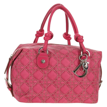 Christian Dior Cannage Handbag Canvas, PINK, CANVAS, Handbag