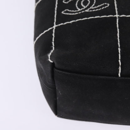 Chanel Chocolate Bar CC Logo Tote Canvas, BLACK, CANVAS, Tote bag