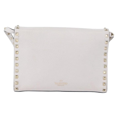 Valentino Garavani Rockstud Flip Lock Flap Bag Leather, WHITE, LEATHER, Shoulder bag