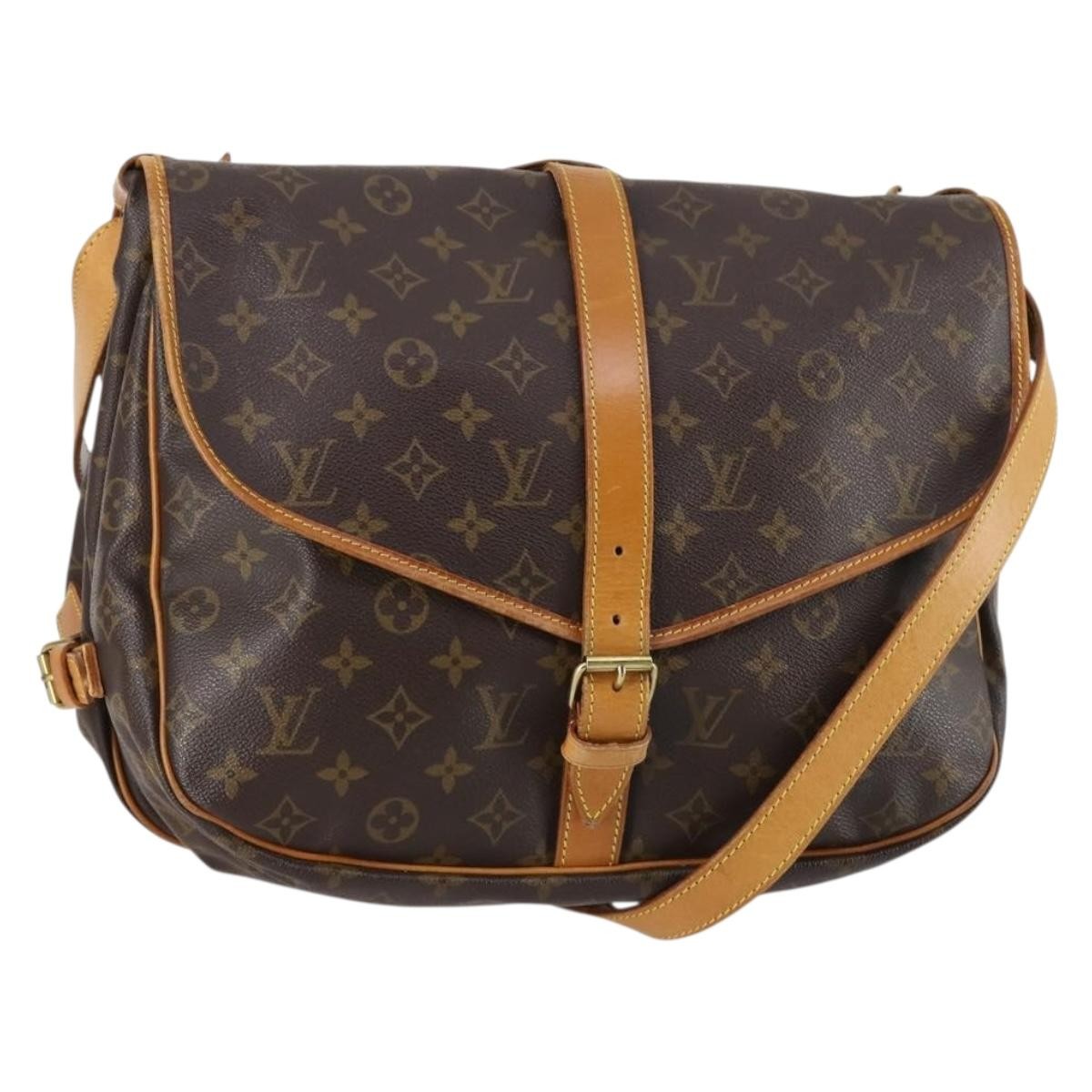 Louis Vuitton Saumur Handbag Monogram Canvas, BROWN, CANVAS, Handbag