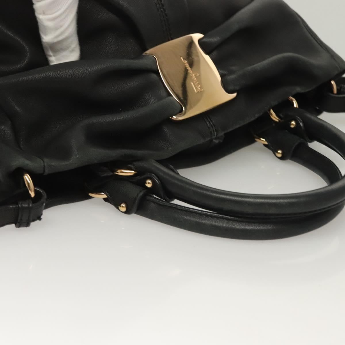 Salvatore Ferragamo Vala Handbag Leather, BLACK, LEATHER, Handbag