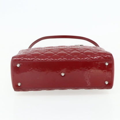 Christian Dior Lady Dior Bag Cannage Quilt Patent, Red, Patent Leather, Handbag