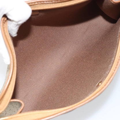 Christian Dior Vintage Honeycomb Zip Pouch Coated Canvas, Beige, Canvas, Clutch