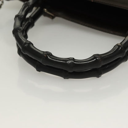 Gucci Vintage Bamboo Handle Bag Nylon, BROWN, NYLON, Handbag