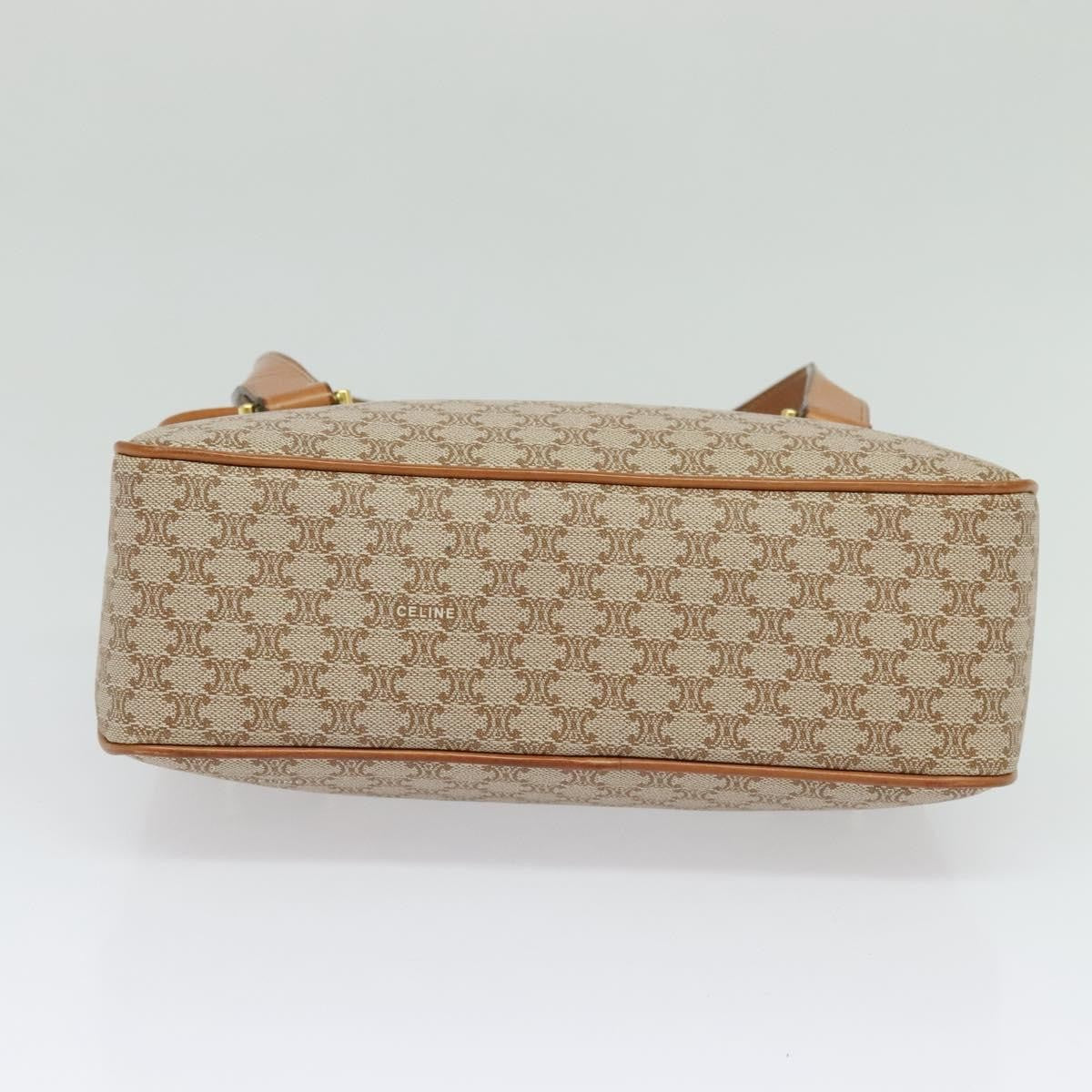 Celine Vintage Macadam Handbag Canvas and Leather, Beige, Canvas, Handbag