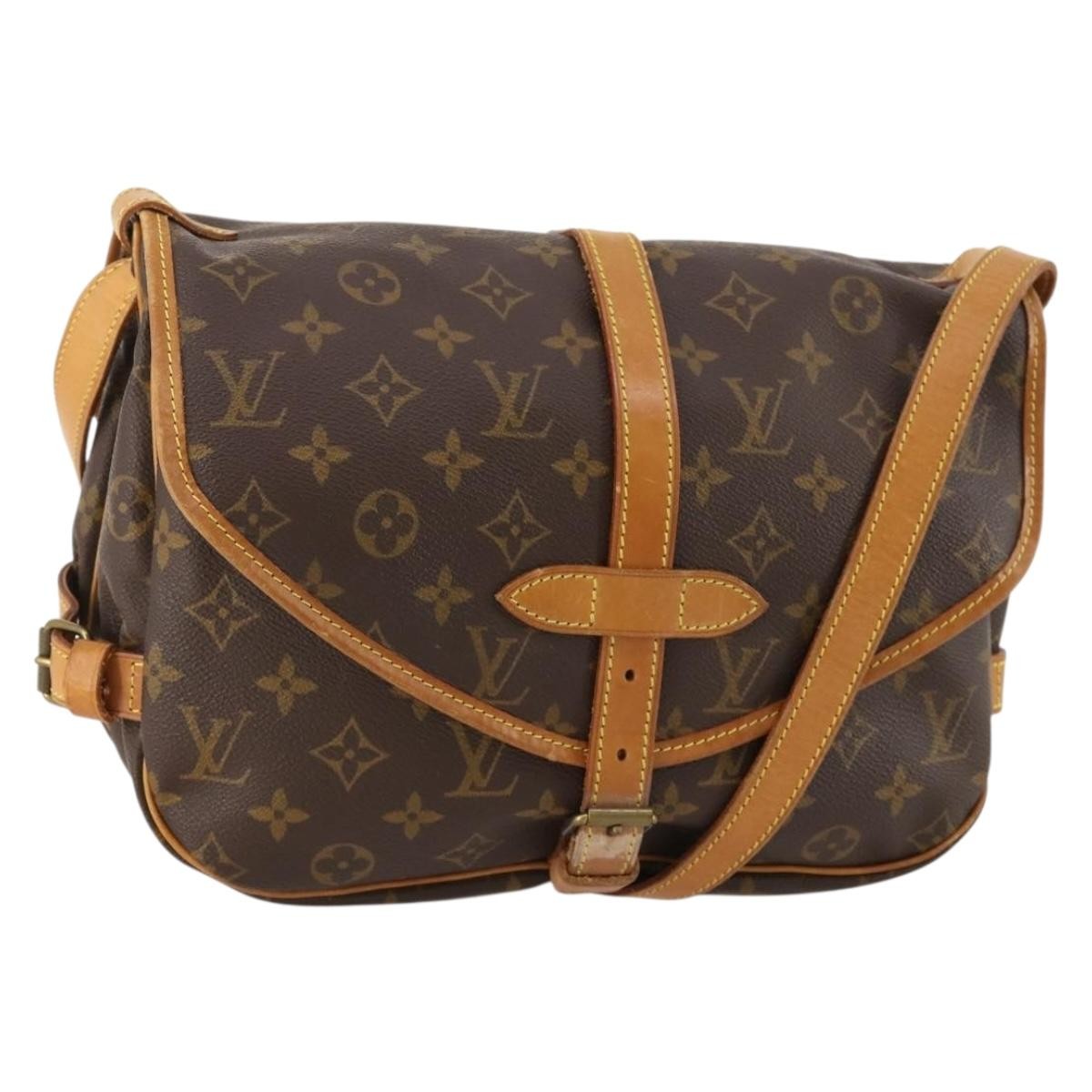 Louis Vuitton Saumur Handbag Monogram Canvas, Brown, Canvas, Shoulder Bag