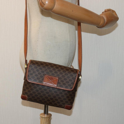 Celine Vintage Macadam Shoulder Bag Canvas and Leather, BROWN, CANVAS, Shoulder bag