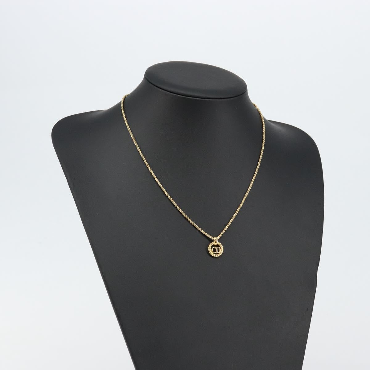 Christian Dior CD Round Pendant Necklace Metal, Gold, Metal, Necklace