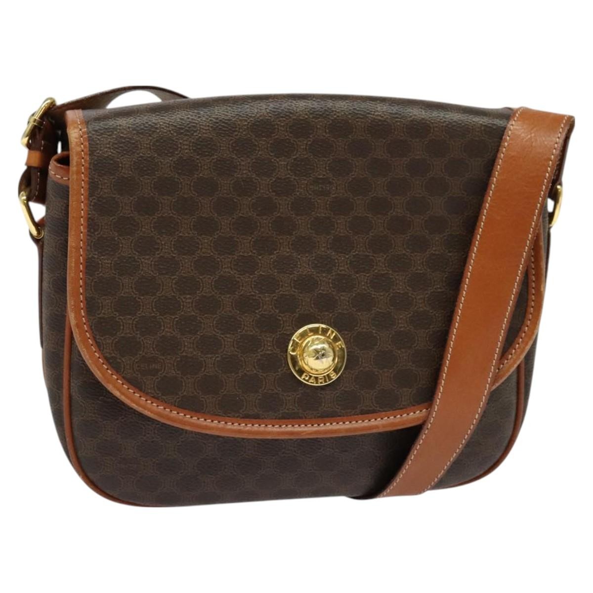 Celine Macadam Shoulder Bag PVC Leather, BROWN, CANVAS, Shoulder bag