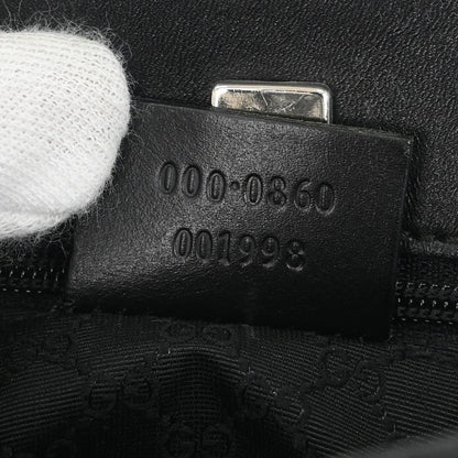 Gucci Web Handbag Leather wih Canvas, BLACK, LEATHER, Handbag