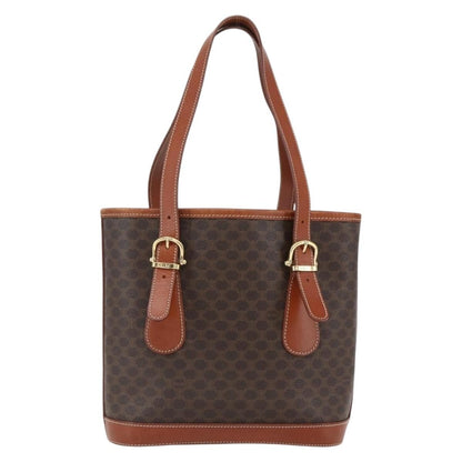 Celine Vintage Macadam Handbag Canvas and Leather, BROWN, CANVAS, Handbag