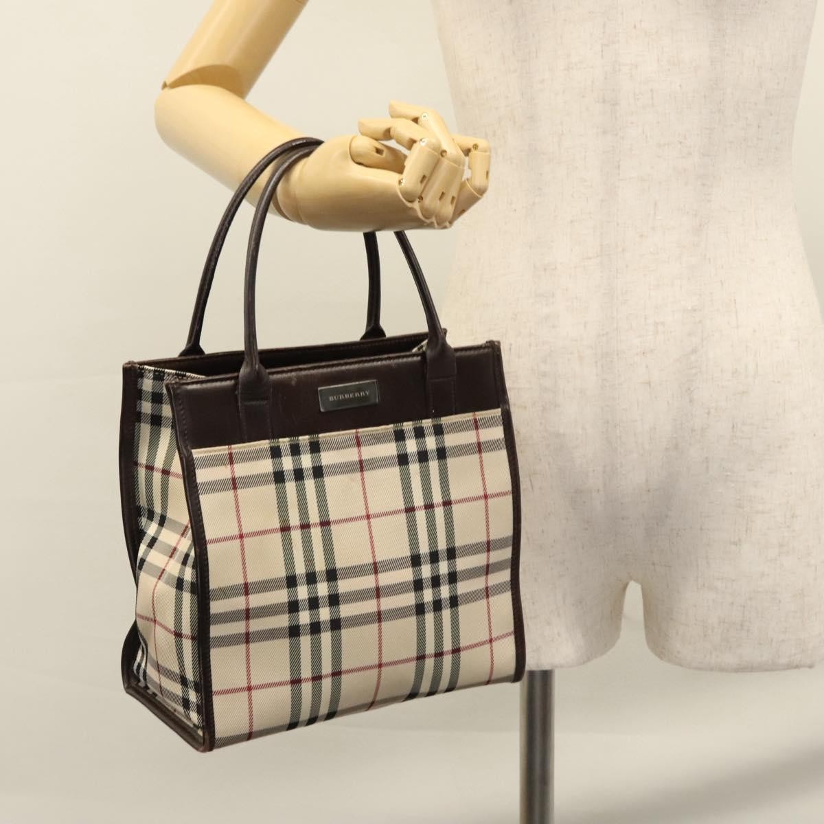 Burberry Nova Check Tote Canvas and Leather, BEIGE, CANVAS, Handbag