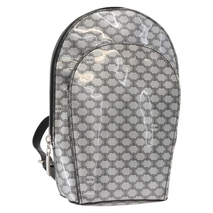 Celine Vintage Macadam Backpack Canvas and Leather, SILVER, PVC, Backpack