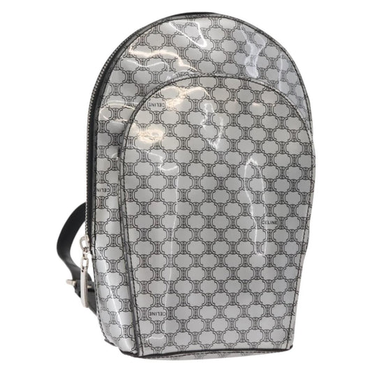 Celine Vintage Macadam Backpack Canvas and Leather, SILVER, PVC, Backpack