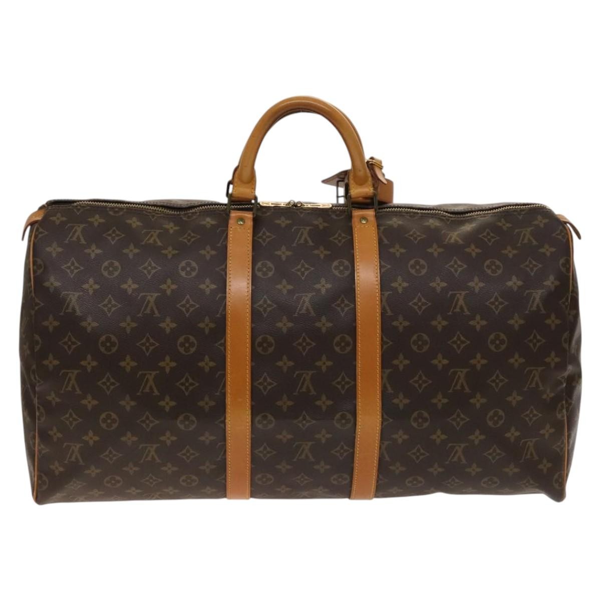 Louis Vuitton Keepall Bag Monogram Canvas, BROWN, CANVAS, Travel bag