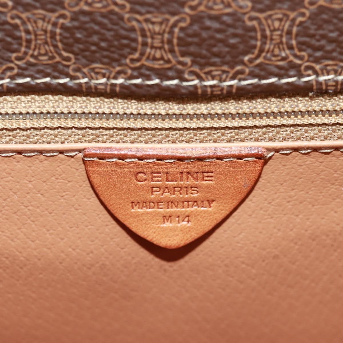 Celine Vintage Macadam Circle Logo Shoulder Bag Canvas and Leather, BROWN, CANVAS, Shoulder bag