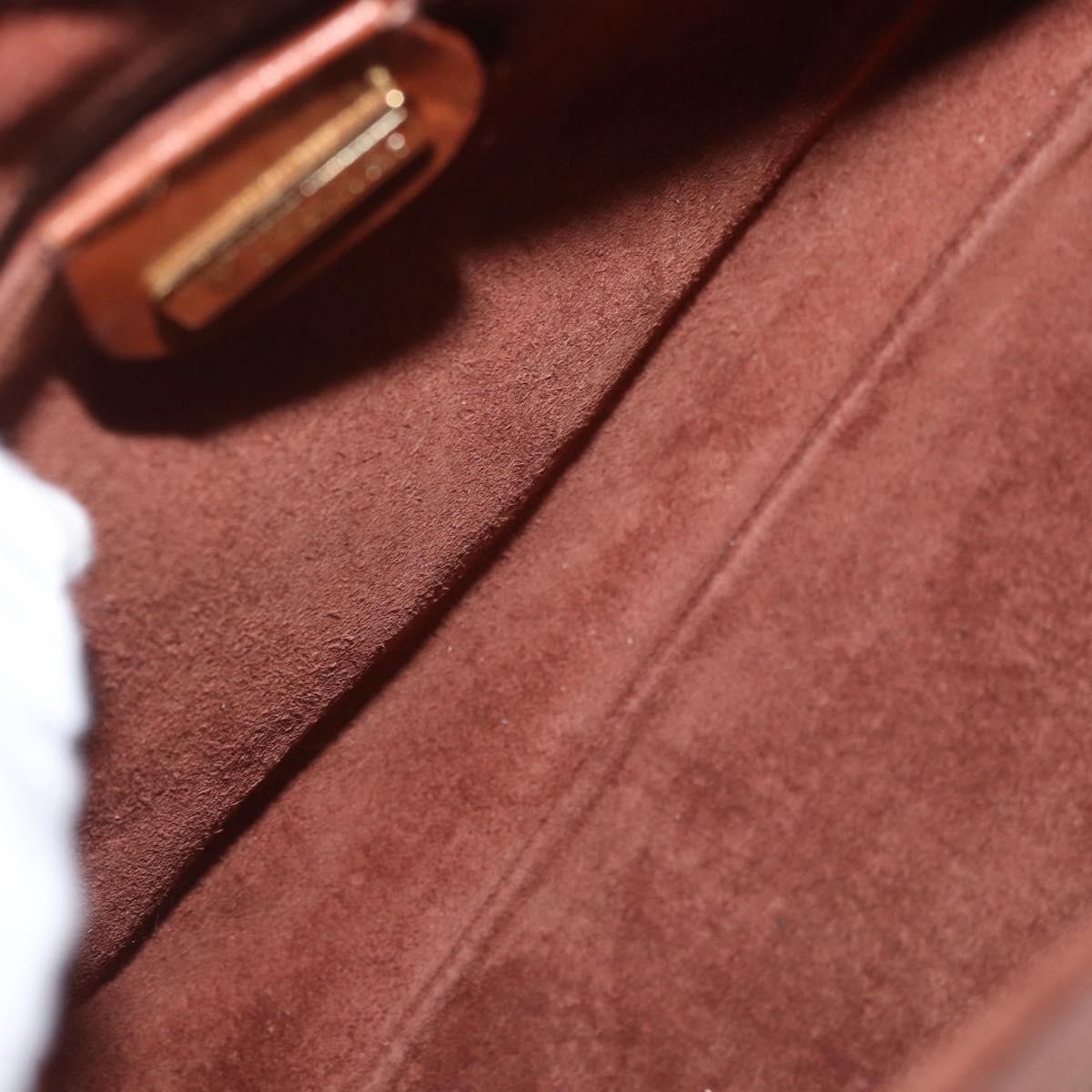 Gucci Vintage Handbag Leather, BROWN, LEATHER, Handbag