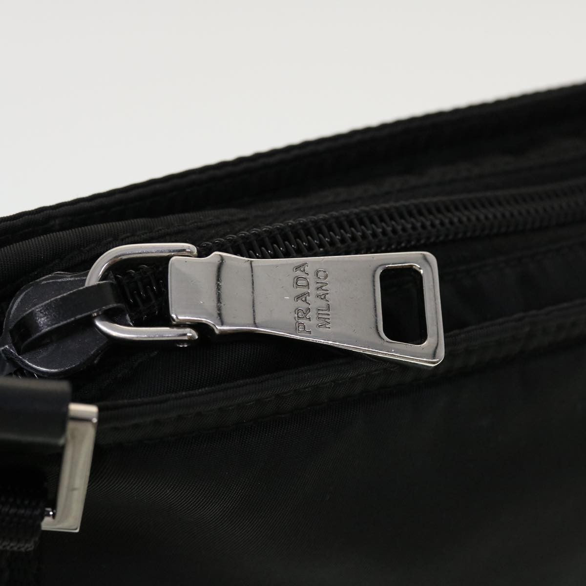 Prada Zip Messenger Bag Horizontal Quilt Tessuto, BLACK, NYLON, Shoulder bag