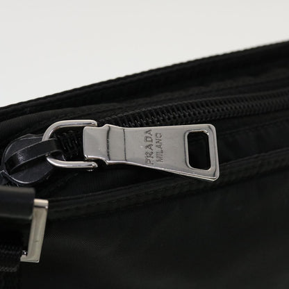 Prada Zip Messenger Bag Horizontal Quilt Tessuto, BLACK, NYLON, Shoulder bag