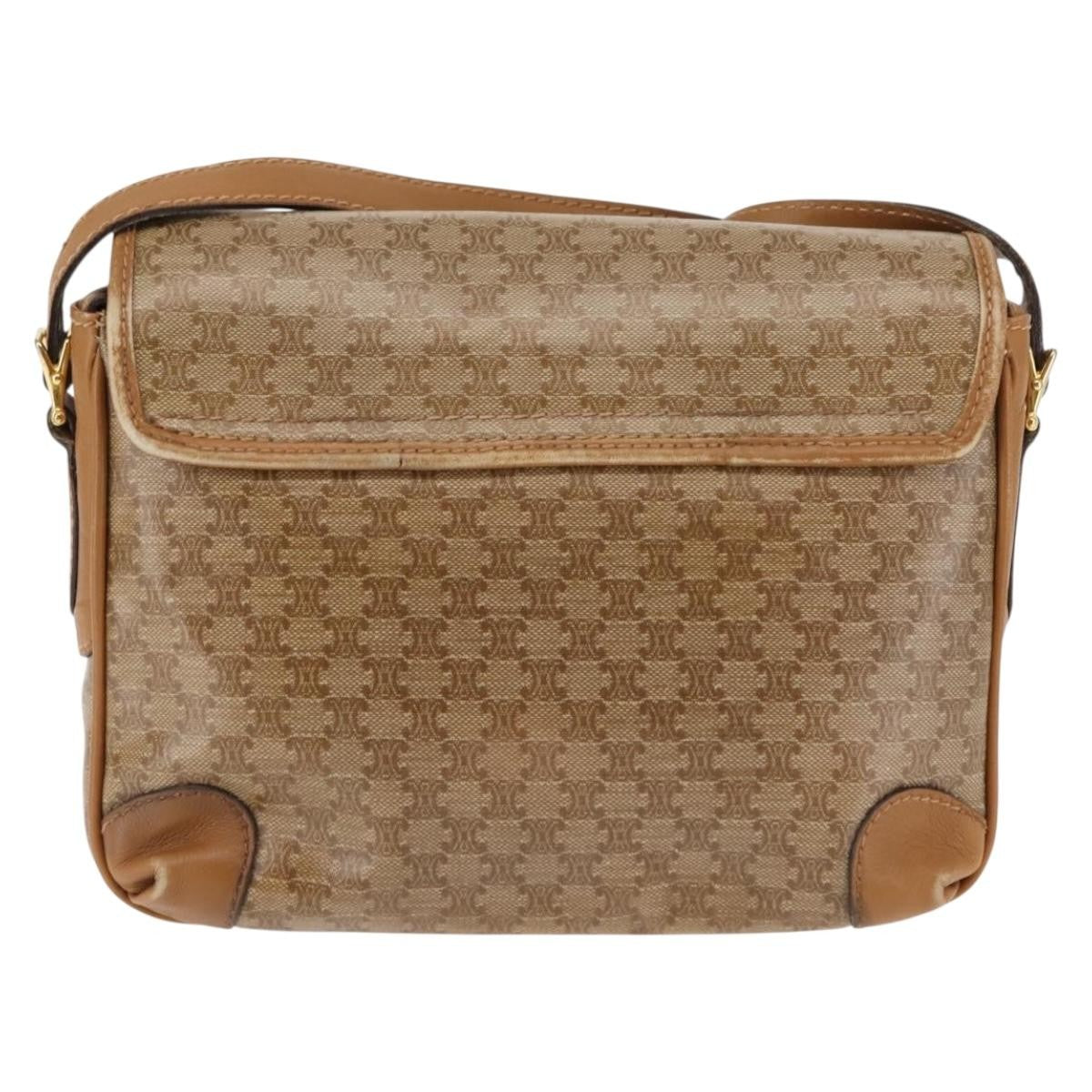 Celine Macadam Shoulder Bag PVC Leather, Beige, PVC + Canvas, Shoulder Bag