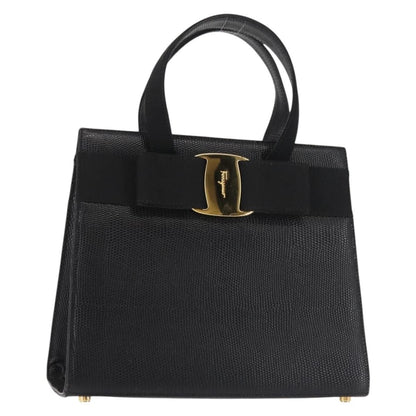 Salvatore Ferragamo Convertible Vara Bow Tote Leather, BLACK, LEATHER, Tote bag