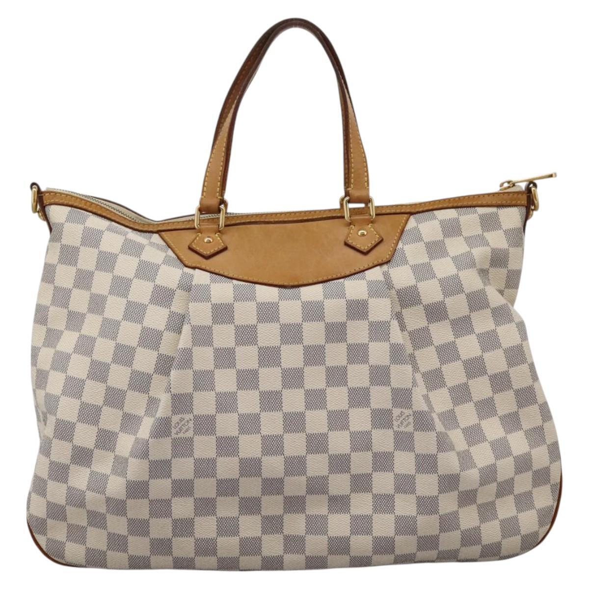 Louis Vuitton Siracusa Handbag Damier, WHITE, CANVAS, Shoulder bag